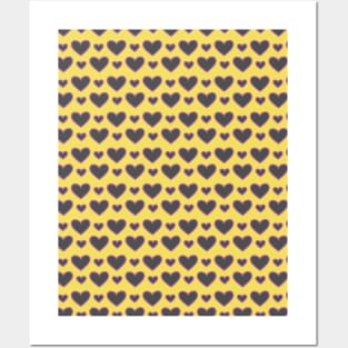 Yellow and Purple Hearts Repeated Pattern 070#001 Posters and Art